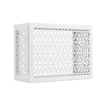 Cache clim acier motif fleurs blanc M – Ajouré et durable | Cacheclimservice.fr
